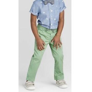 Toddler Cat & Jack Spring Easter Set: Chambray floral shirt + green pant